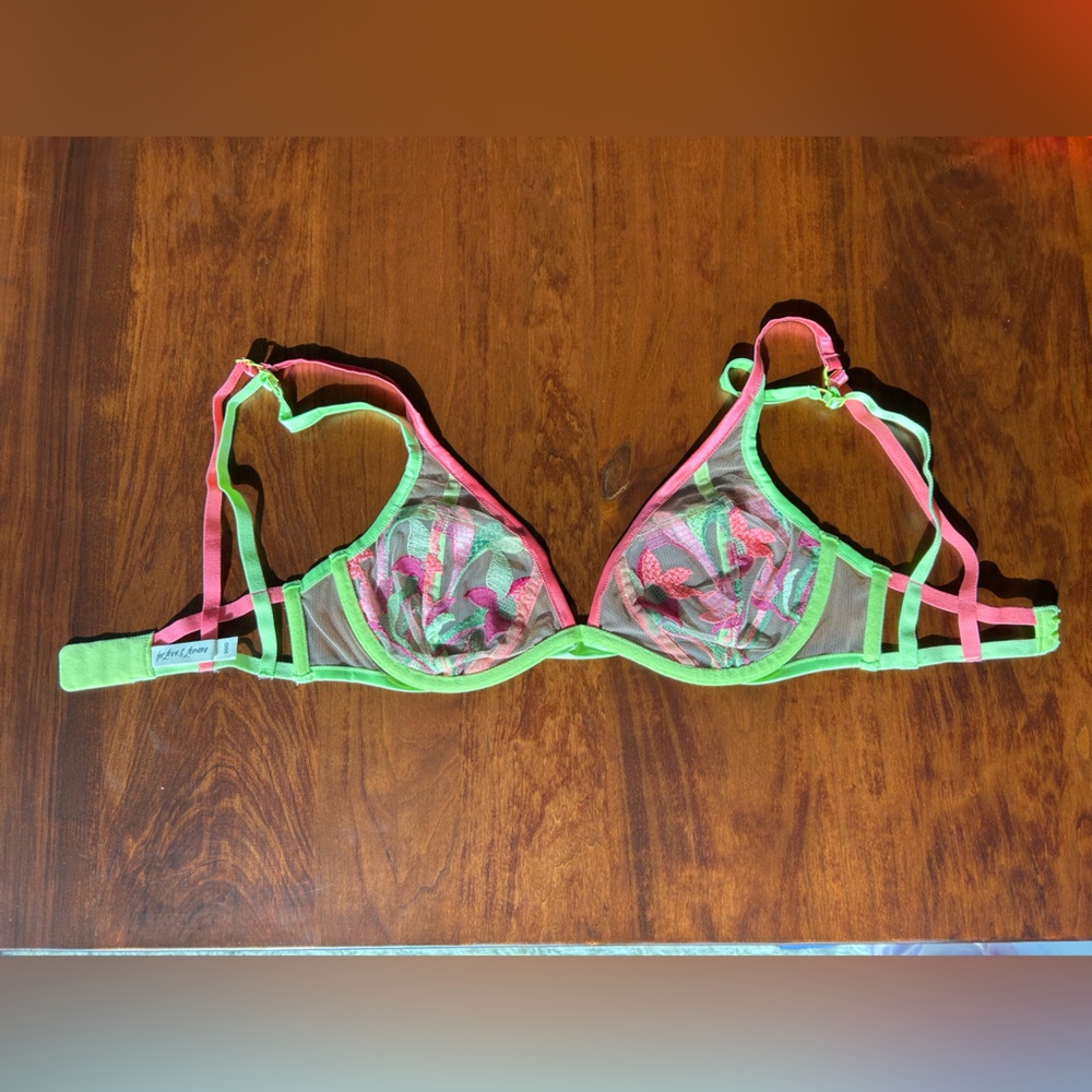 NWOT For Love & Lemons Neon Embroidered Bra - Picture 3 of 4
